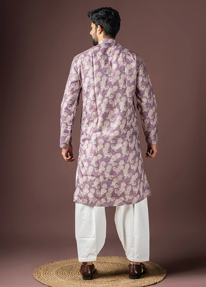 Purple Cotton Kurta & Pajama Set - Image 3