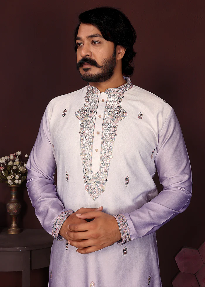 Purple Cotton Kurta & Pajama Set - Image 2