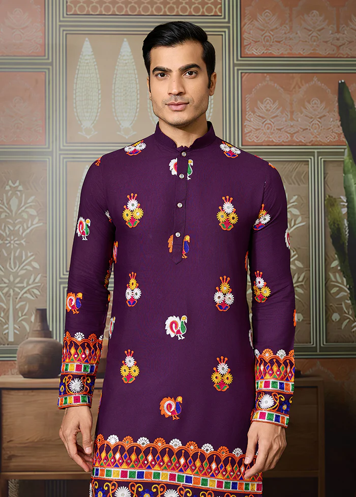 Purple Cotton Kurta - Image 2
