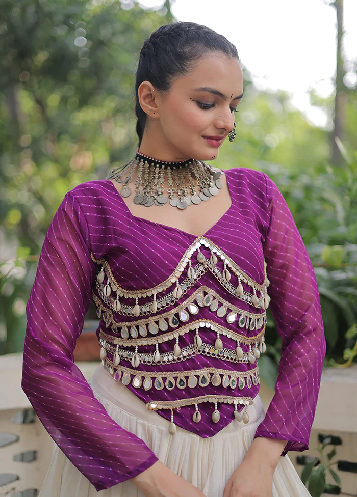 Purple Cotton Lehenga Set - Image 2
