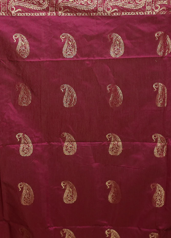 Purple Cotton Saree With Blouse Piece - Image 5