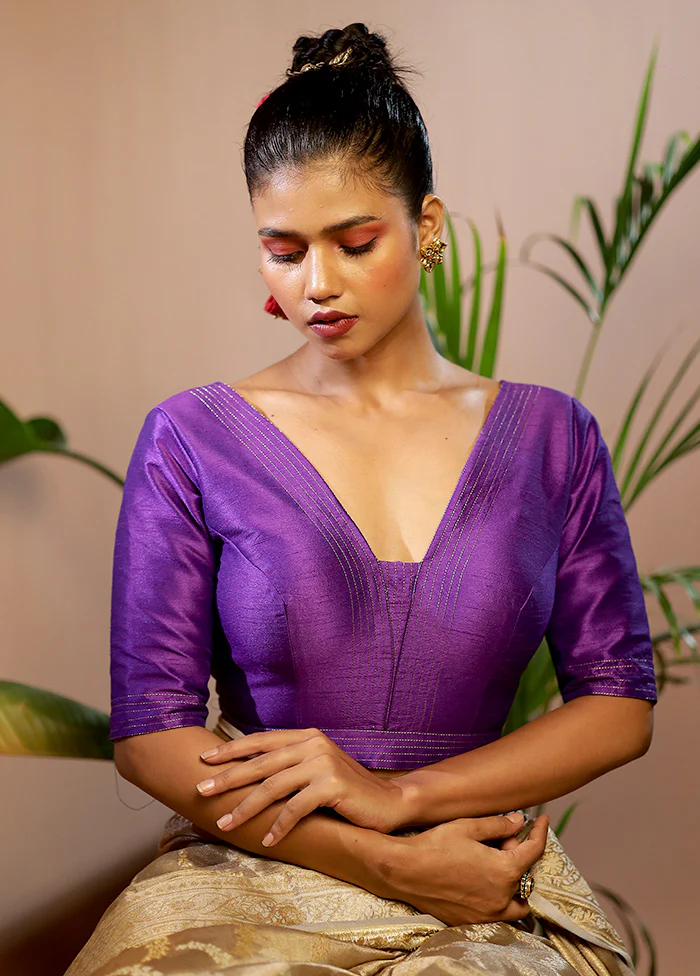 Purple Dupion Silk Designer Blouse