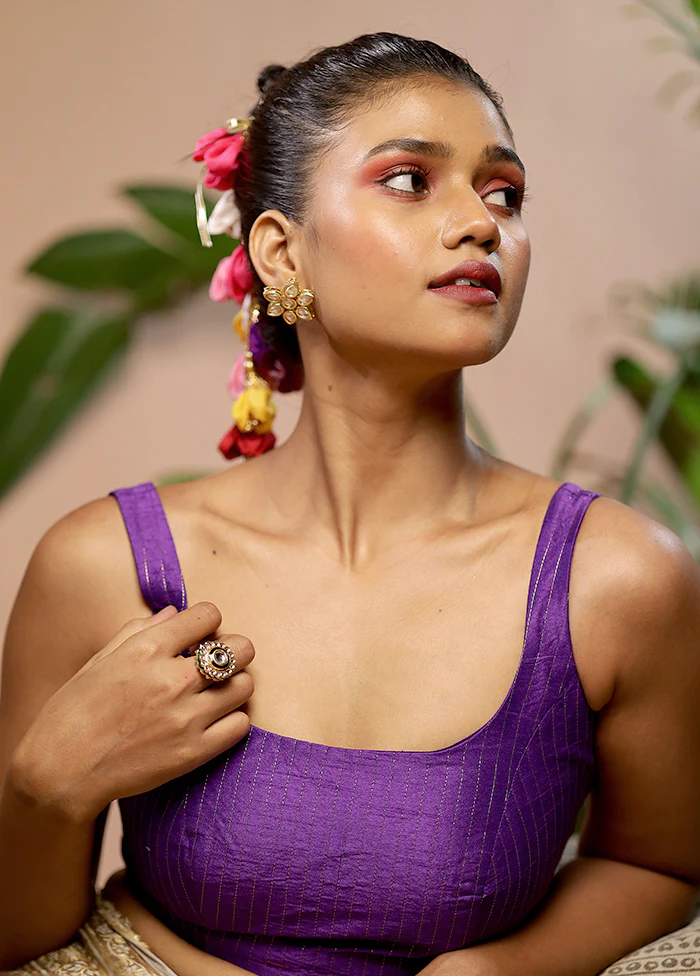 Purple Dupion Silk Designer Blouse - Image 3