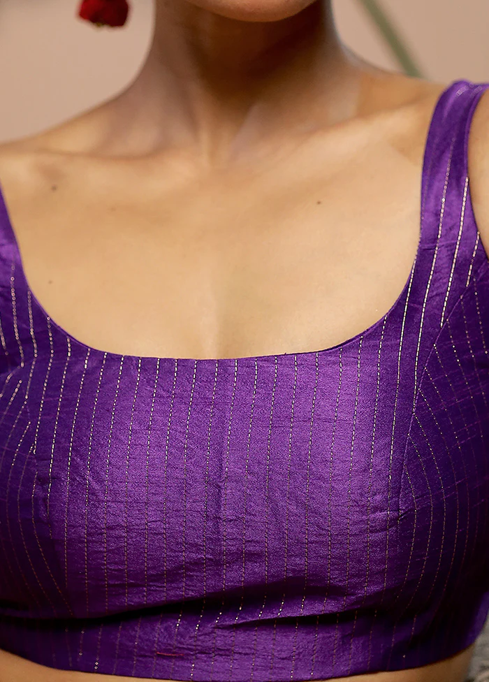Purple Dupion Silk Designer Blouse - Image 4