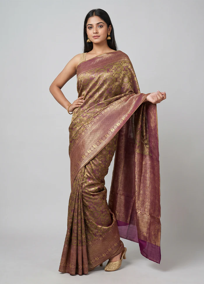 Purple Dupion Silk Saree With Blouse Piece