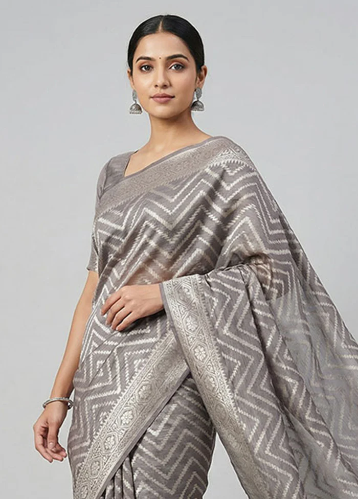 Purple Dupion Silk Saree With Blouse Piece - Image 2