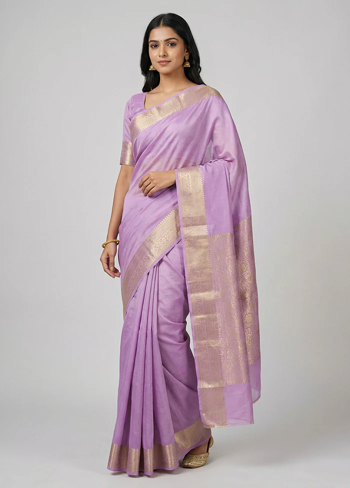 Purple Dupion Silk Saree With Blouse Piece
