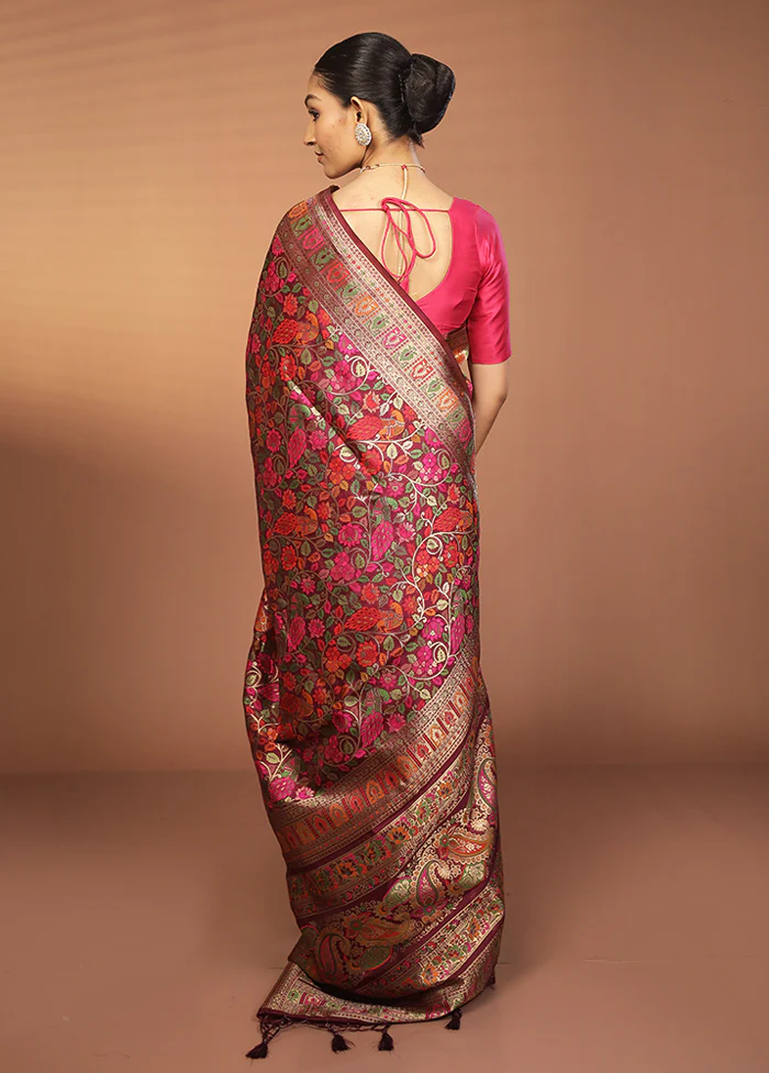 Purple Dupion Silk Saree With Blouse Piece - Image 3