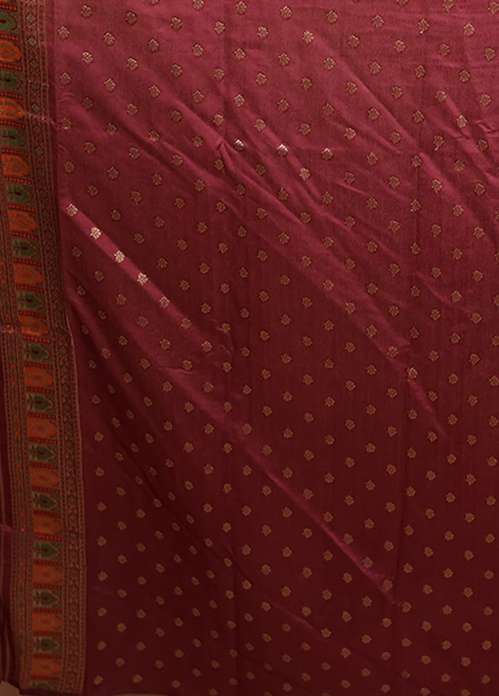 Purple Dupion Silk Saree With Blouse Piece - Image 5