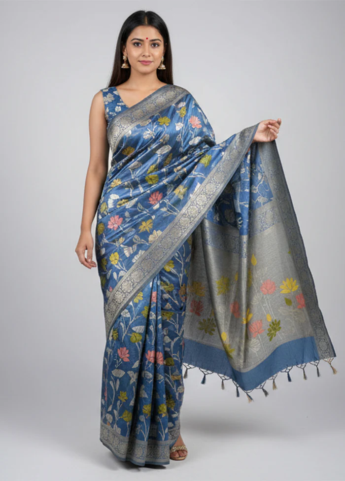 Purple Dupion Silk Saree With Blouse Piece