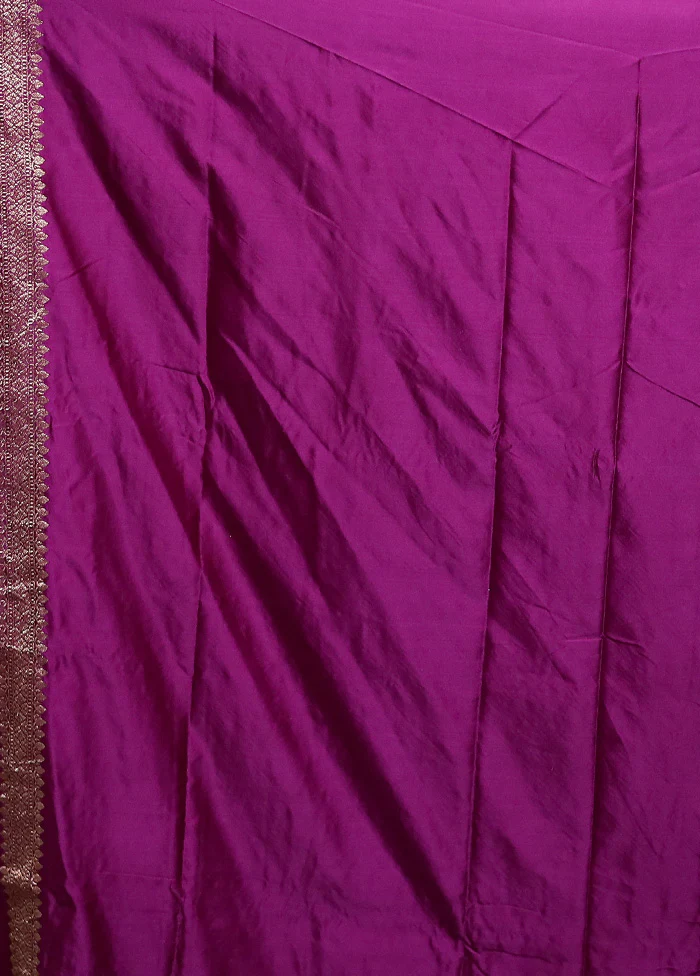 Purple Dupion Silk Saree With Blouse Piece - Image 5