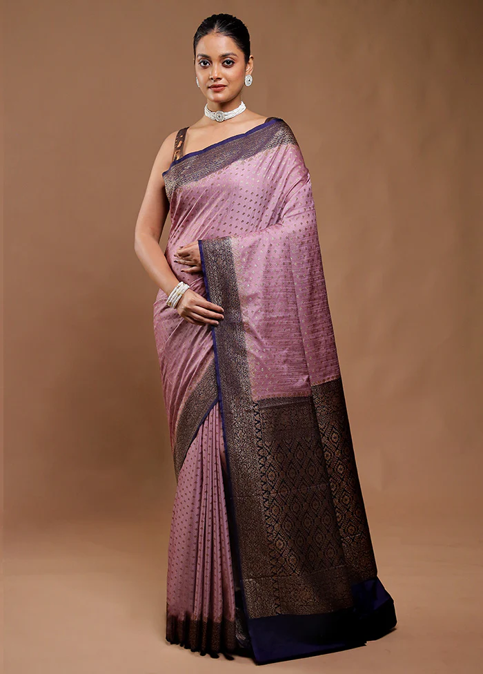 Purple Dupion Silk Saree With Blouse Piece