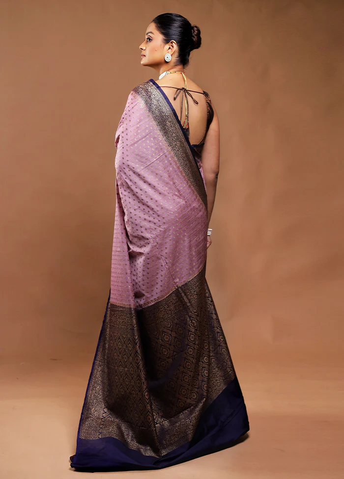 Purple Dupion Silk Saree With Blouse Piece - Image 3