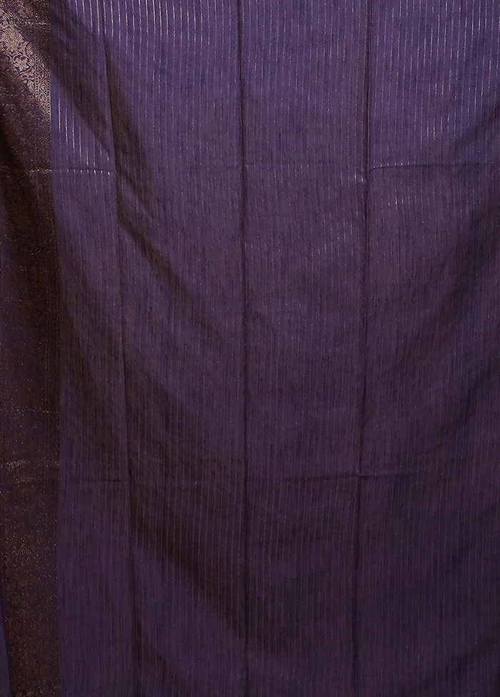 Purple Dupion Silk Saree With Blouse Piece - Image 5