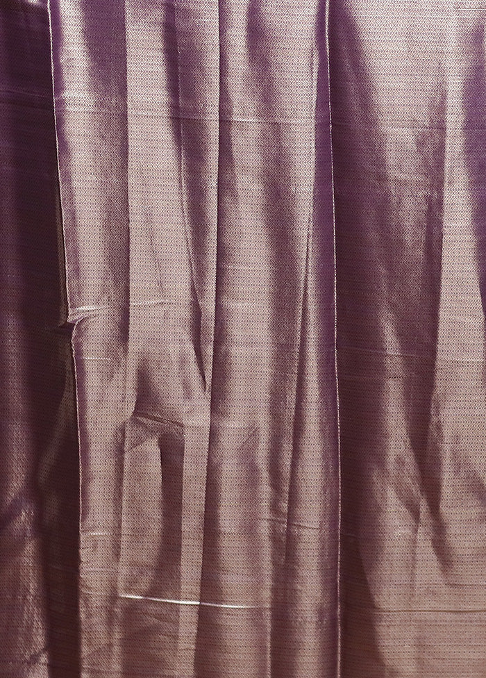 Purple Dupion Silk Saree With Blouse Piece - Image 5