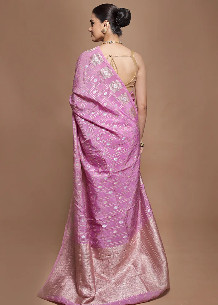 Purple Dupion Silk Saree With Blouse Piece - Image 3