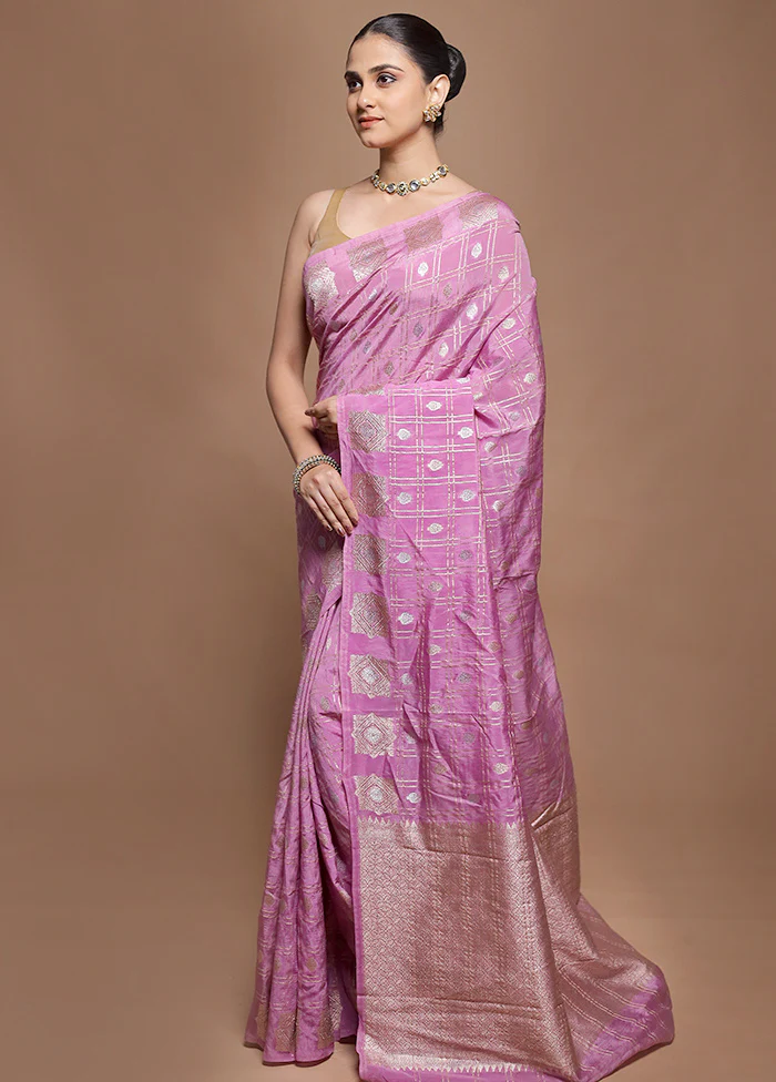 Purple Dupion Silk Saree With Blouse Piece - Image 4