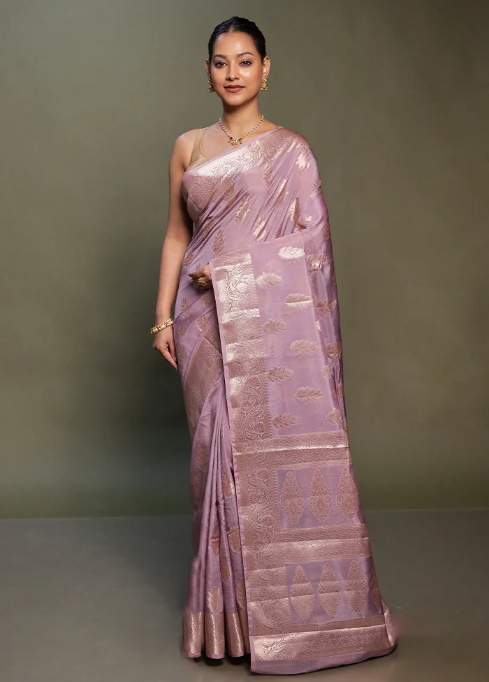 Purple Dupion Silk Saree With Blouse Piece - Image 2