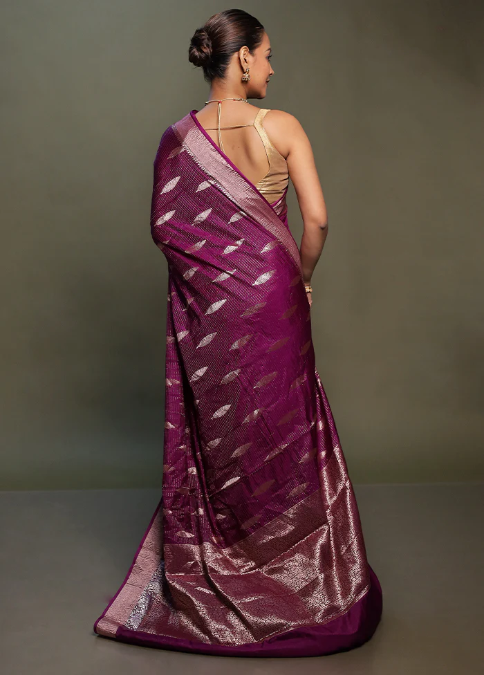 Purple Dupion Silk Saree With Blouse Piece - Image 3