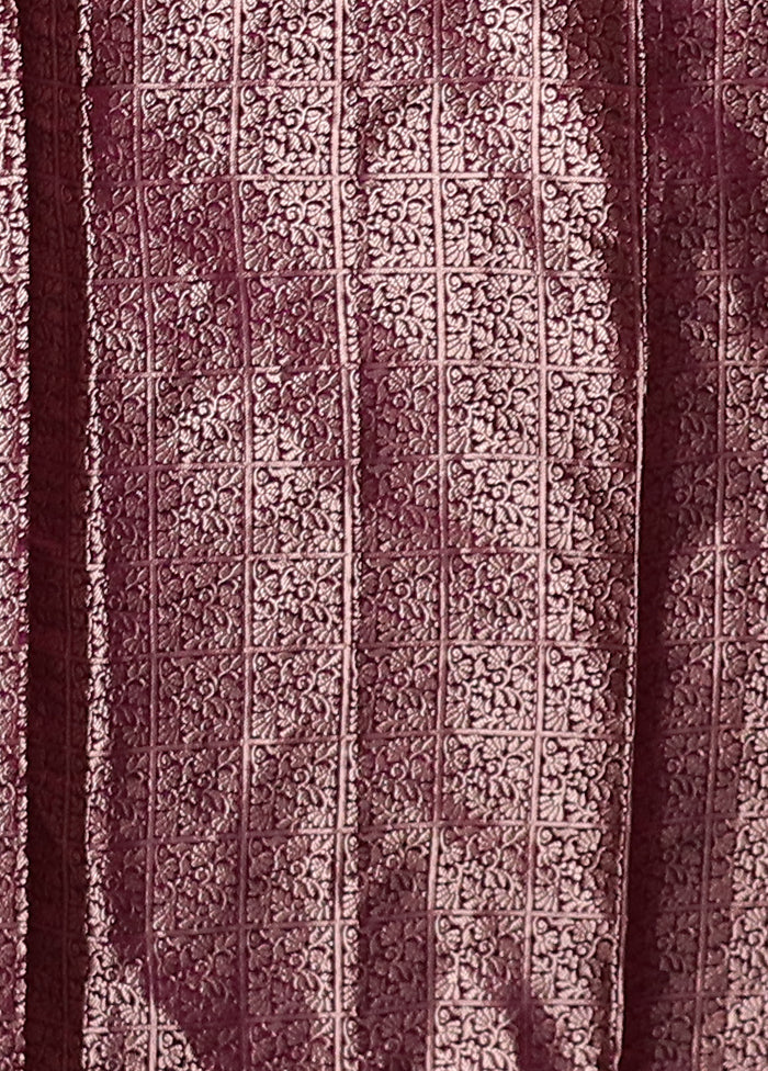Purple Dupion Silk Saree With Blouse Piece - Image 5