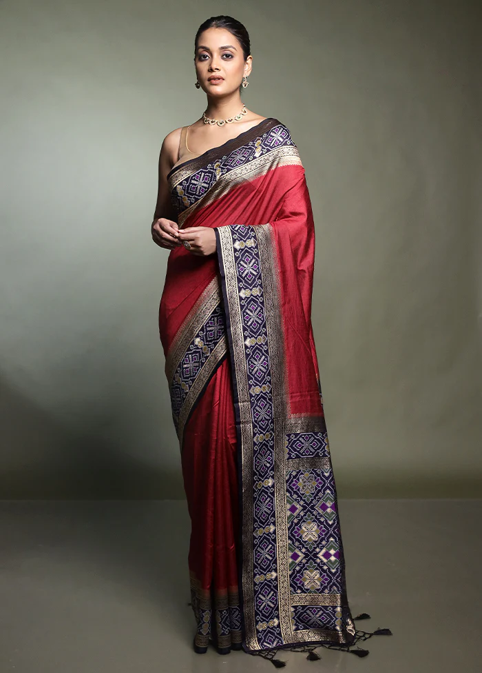 Purple Dupion Silk Saree With Blouse Piece - Image 2