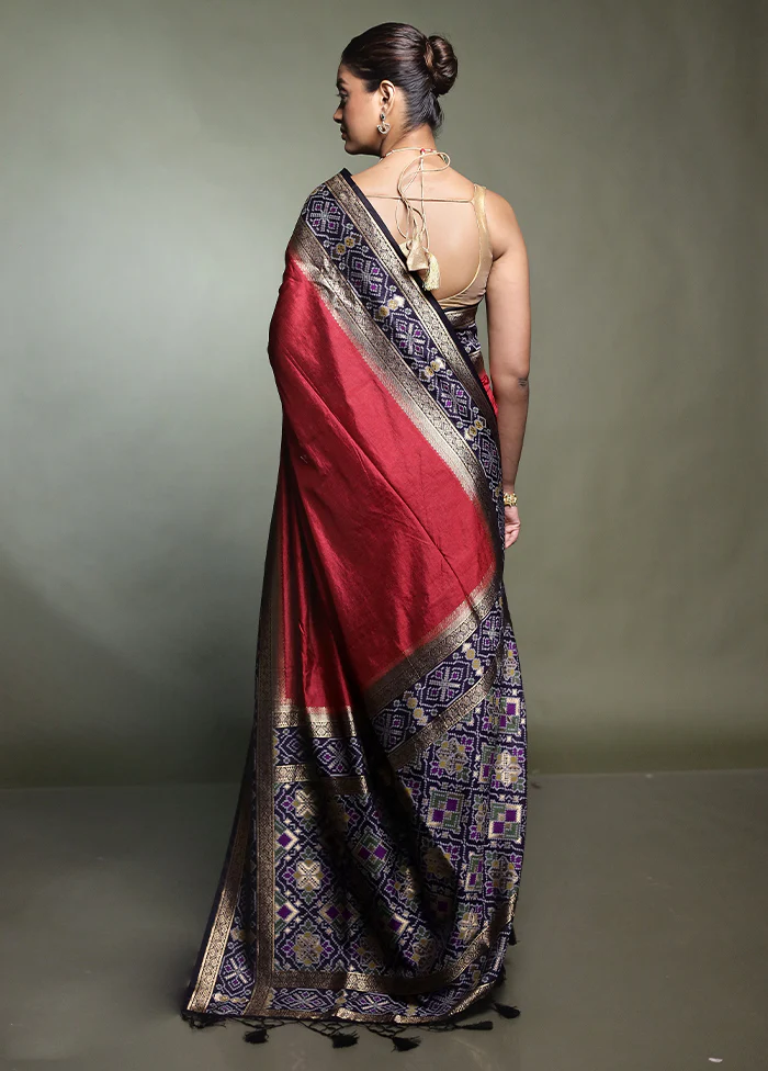 Purple Dupion Silk Saree With Blouse Piece - Image 3