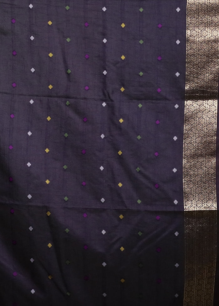 Purple Dupion Silk Saree With Blouse Piece - Image 5