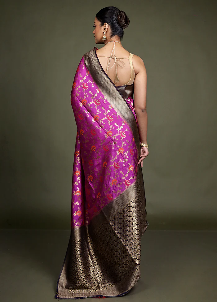 Purple Dupion Silk Saree With Blouse Piece - Image 4