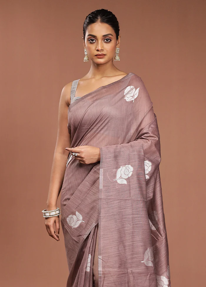 Purple Dupion Silk Saree With Blouse Piece