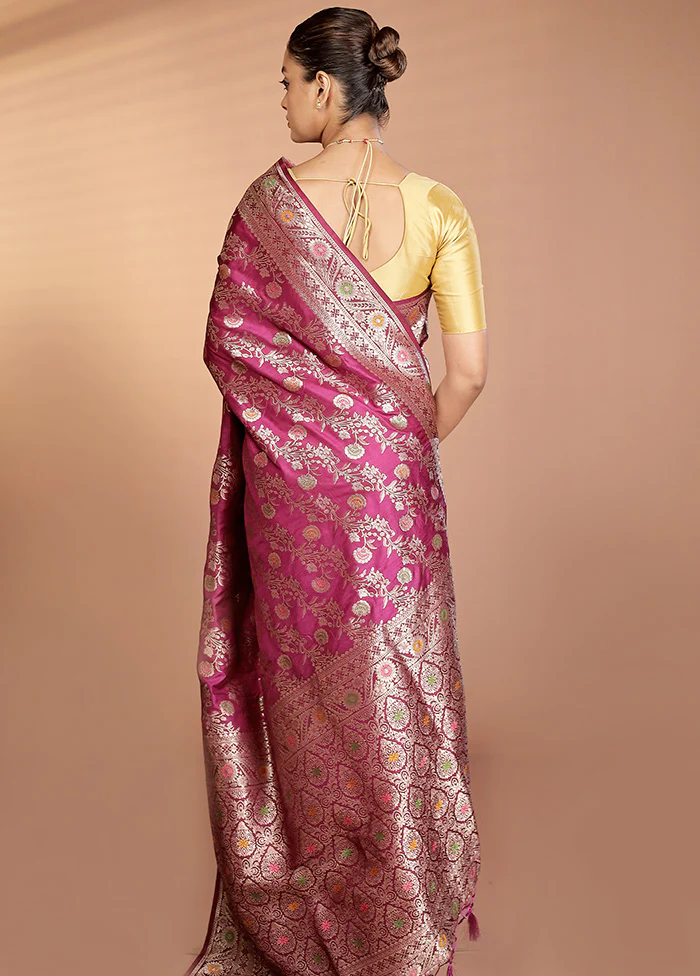 Purple Dupion Silk Saree With Blouse Piece - Image 3