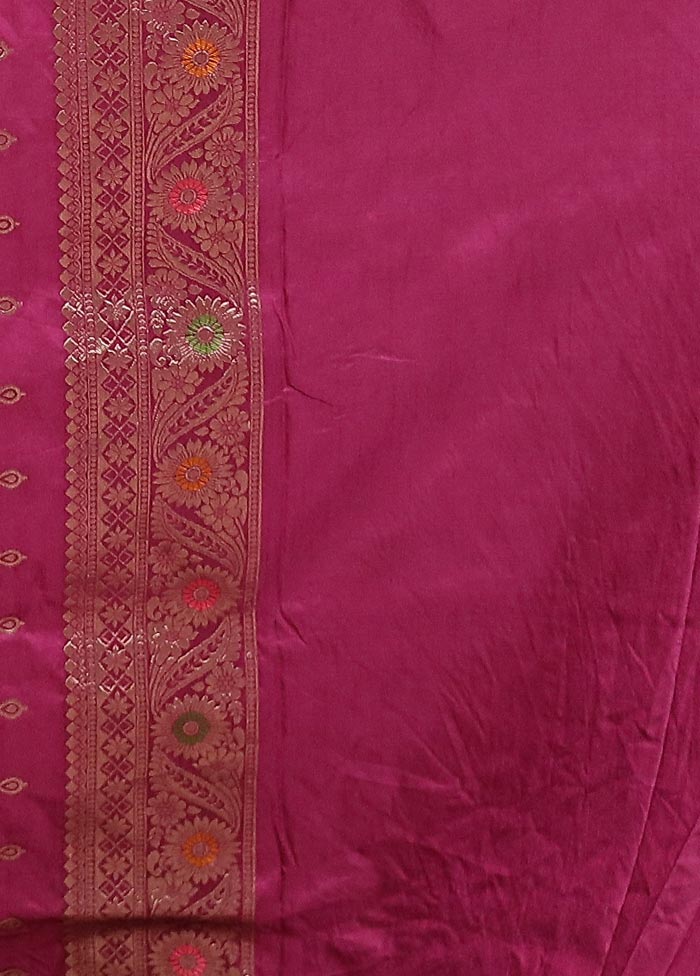 Purple Dupion Silk Saree With Blouse Piece - Image 5