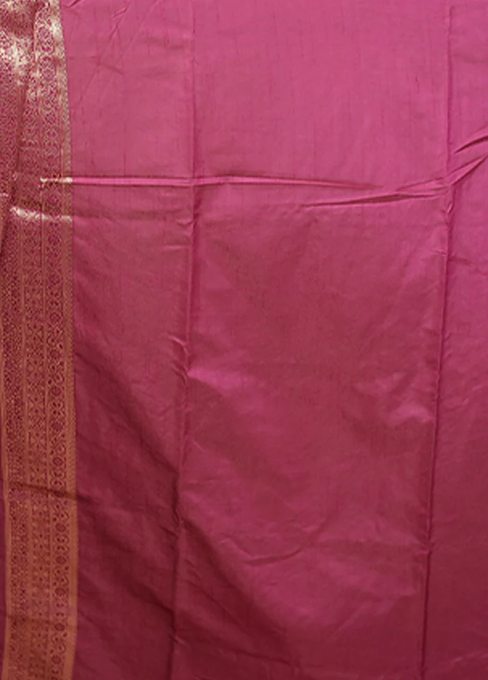 Purple Dupion Silk Saree With Blouse Piece - Image 5