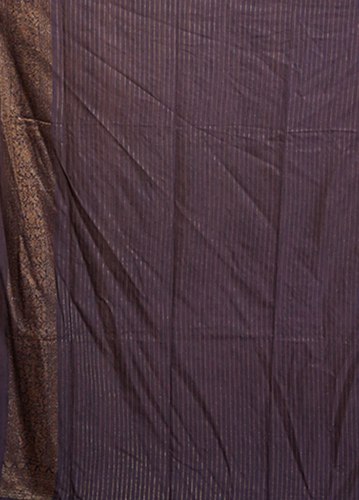 Purple Dupion Silk Saree With Blouse Piece - Image 5
