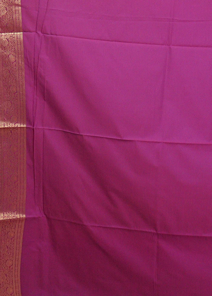 Purple Dupion Silk Saree With Blouse Piece - Image 5