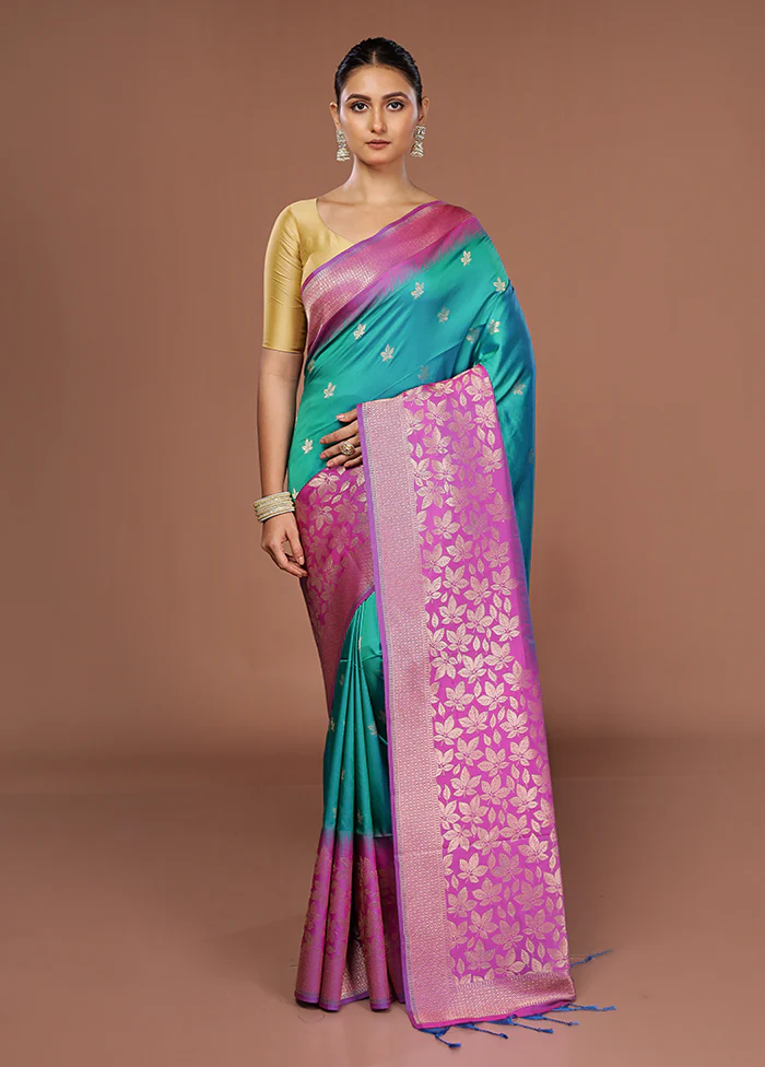Purple Dupion Silk Saree With Blouse Piece - Image 2