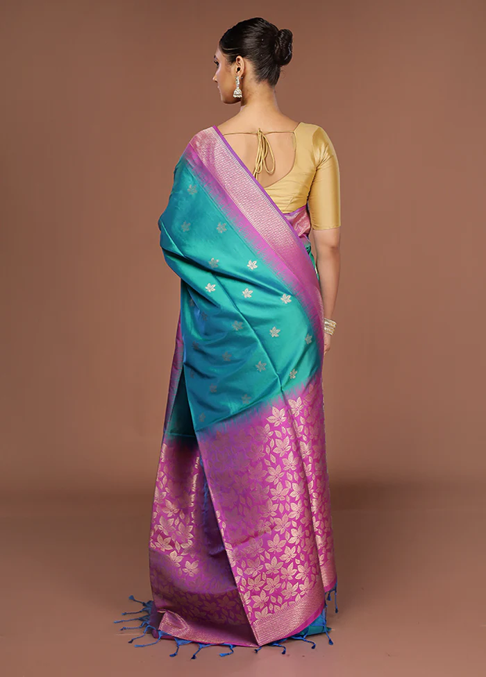 Purple Dupion Silk Saree With Blouse Piece - Image 3