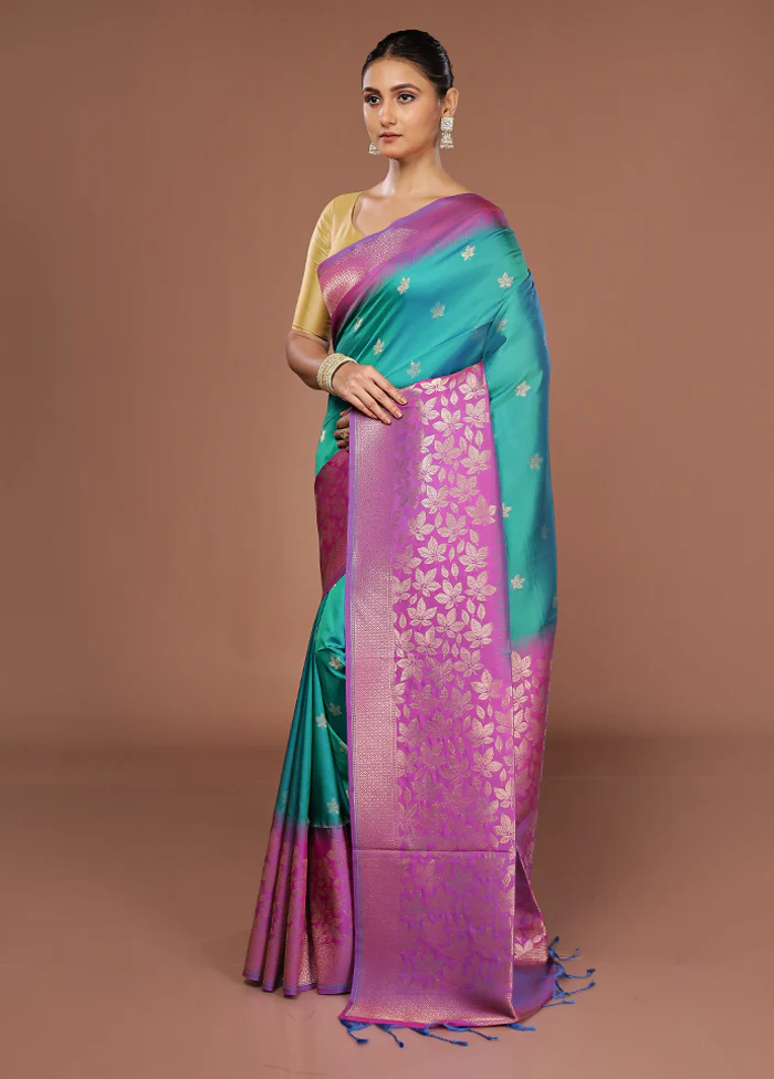 Purple Dupion Silk Saree With Blouse Piece - Image 4
