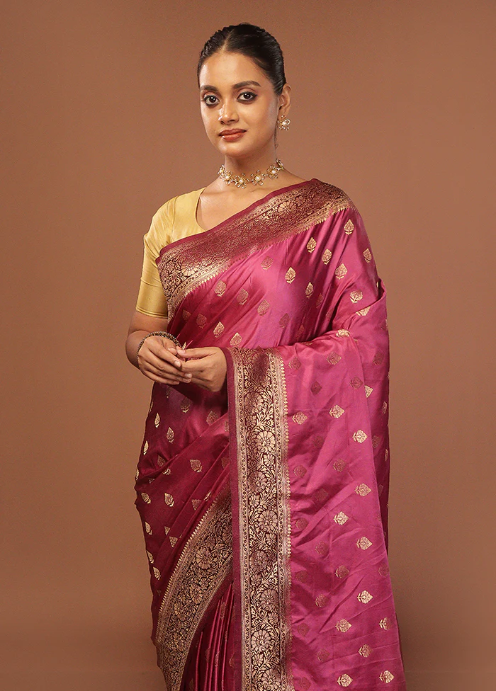 Purple Dupion Silk Saree With Blouse Piece