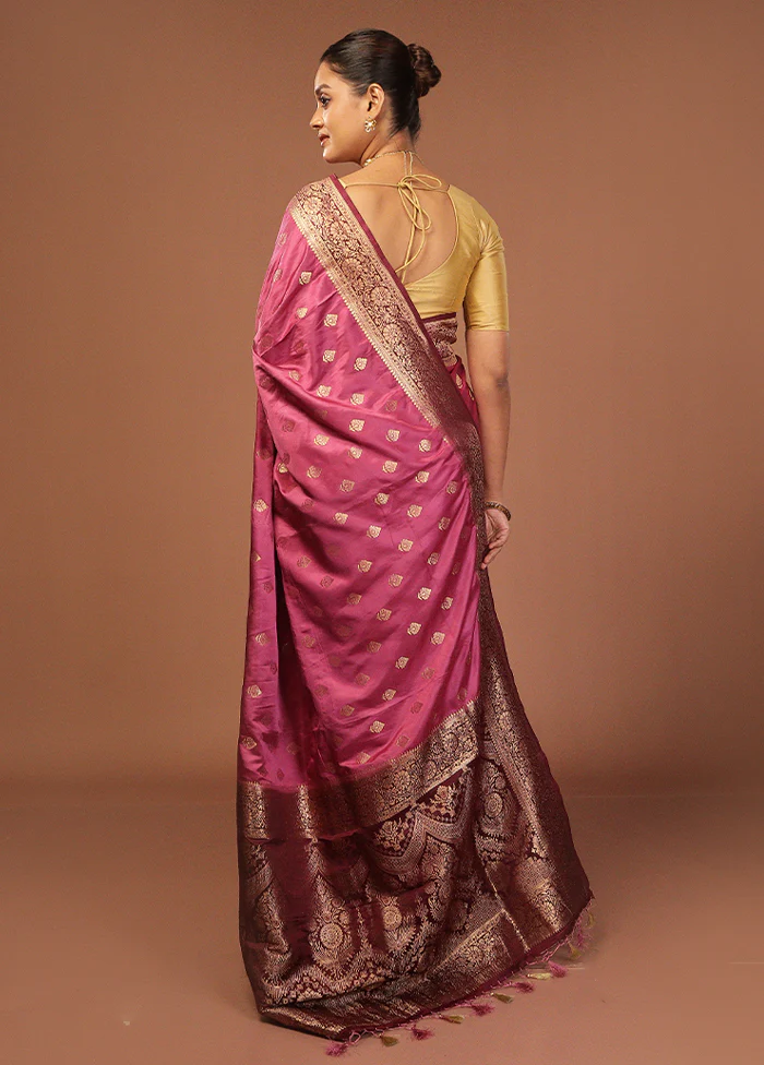 Purple Dupion Silk Saree With Blouse Piece - Image 3