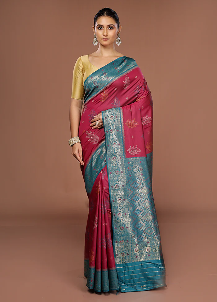 Purple Dupion Silk Saree With Blouse Piece - Image 2