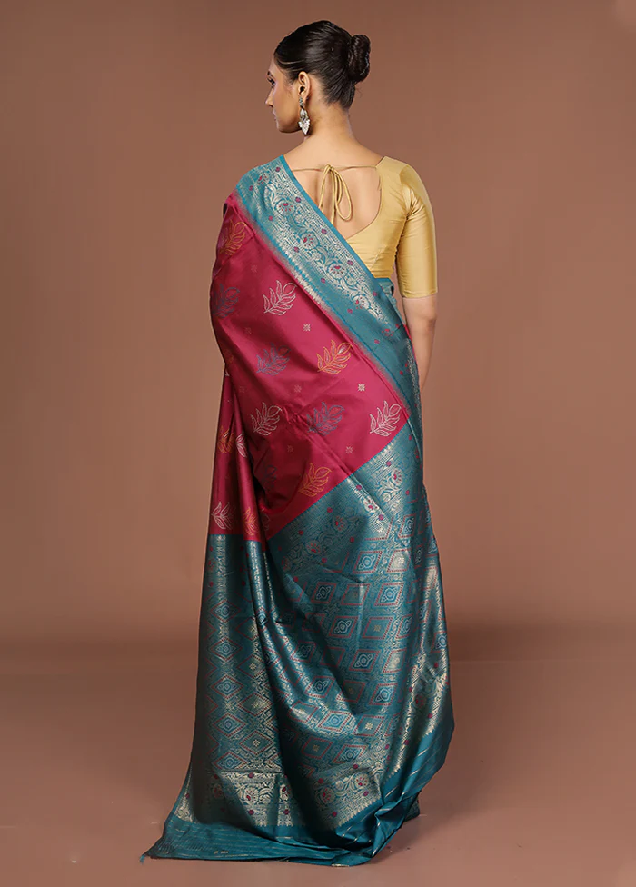 Purple Dupion Silk Saree With Blouse Piece - Image 3