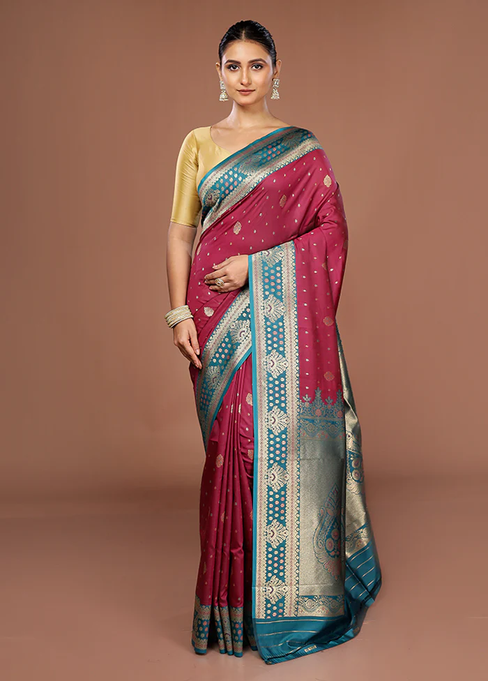 Purple Dupion Silk Saree With Blouse Piece - Image 2