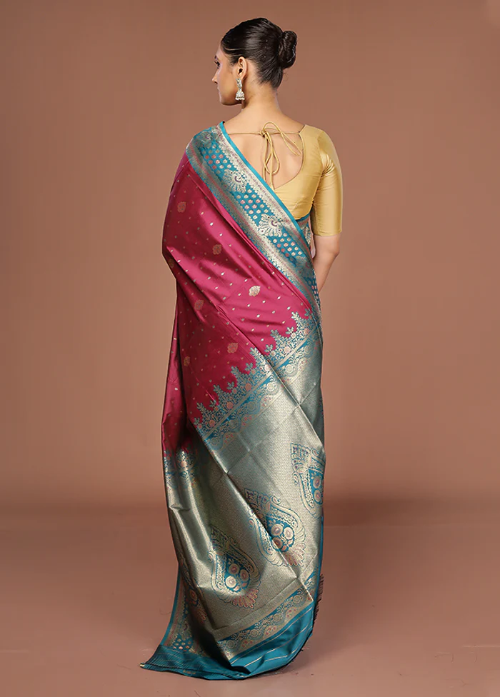 Purple Dupion Silk Saree With Blouse Piece - Image 3
