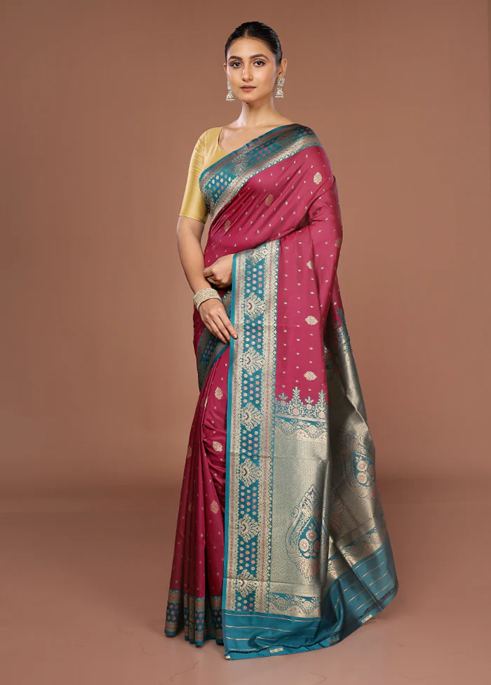Purple Dupion Silk Saree With Blouse Piece - Image 4