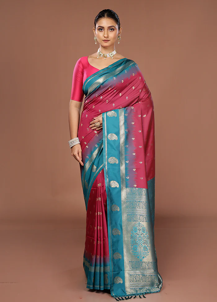 Purple Dupion Silk Saree With Blouse Piece - Image 2