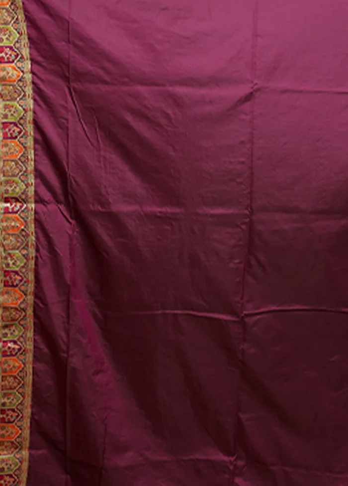 Purple Dupion Silk Saree With Blouse Piece - Image 5