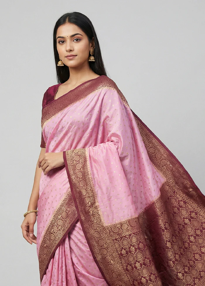 Purple Dupion Silk Saree With Blouse Piece - Image 2