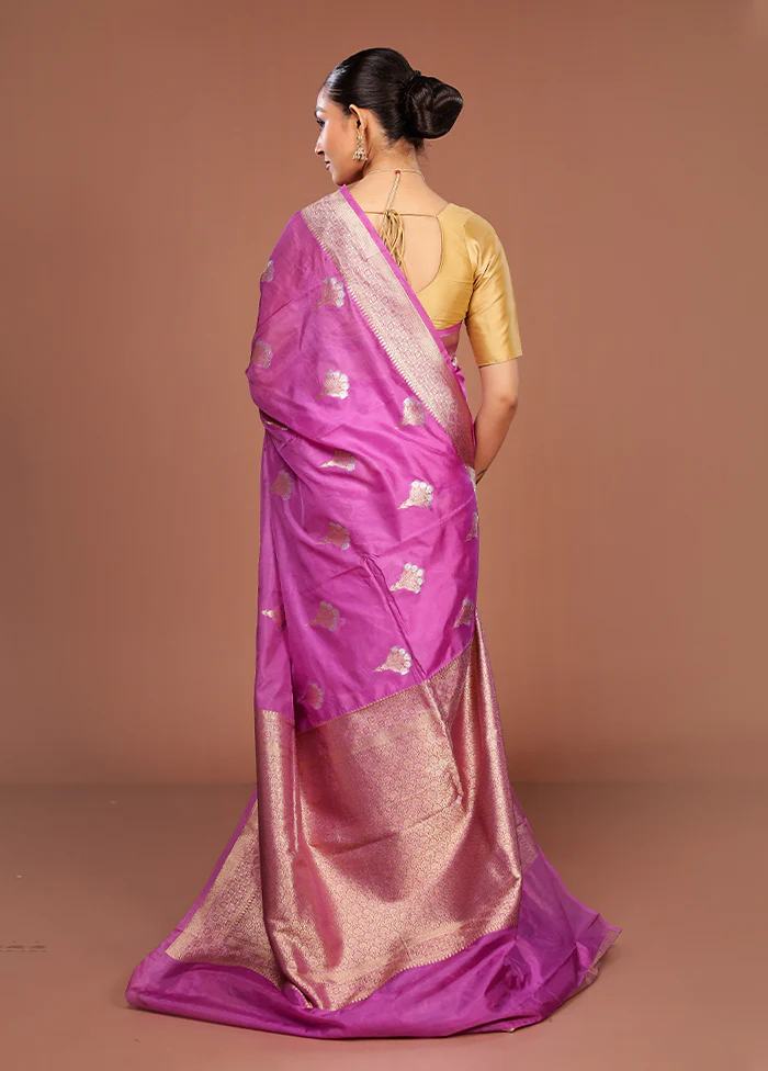 Purple Dupion Silk Saree With Blouse Piece - Image 3