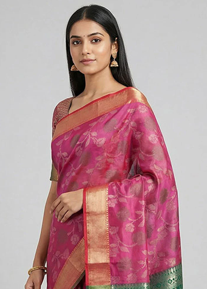 Purple Dupion Silk Saree With Blouse Piece - Image 2