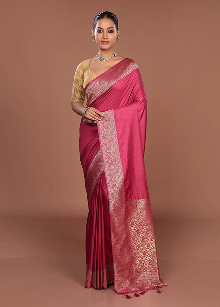 Purple Dupion Silk Saree With Blouse Piece - Image 2